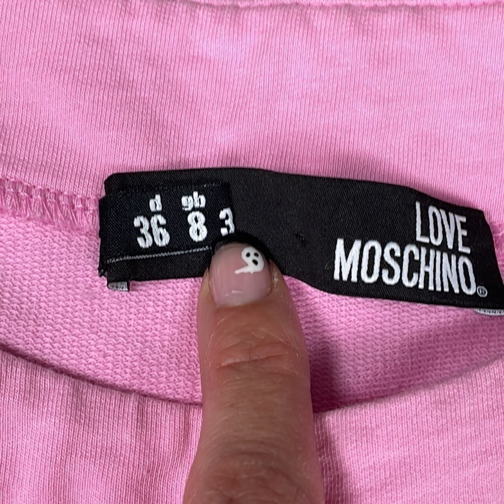 Love Moschino Abito Logo Tee T Shirt Dress in Pink Animal Print Heart Sz 4 - Picture 10 of 14